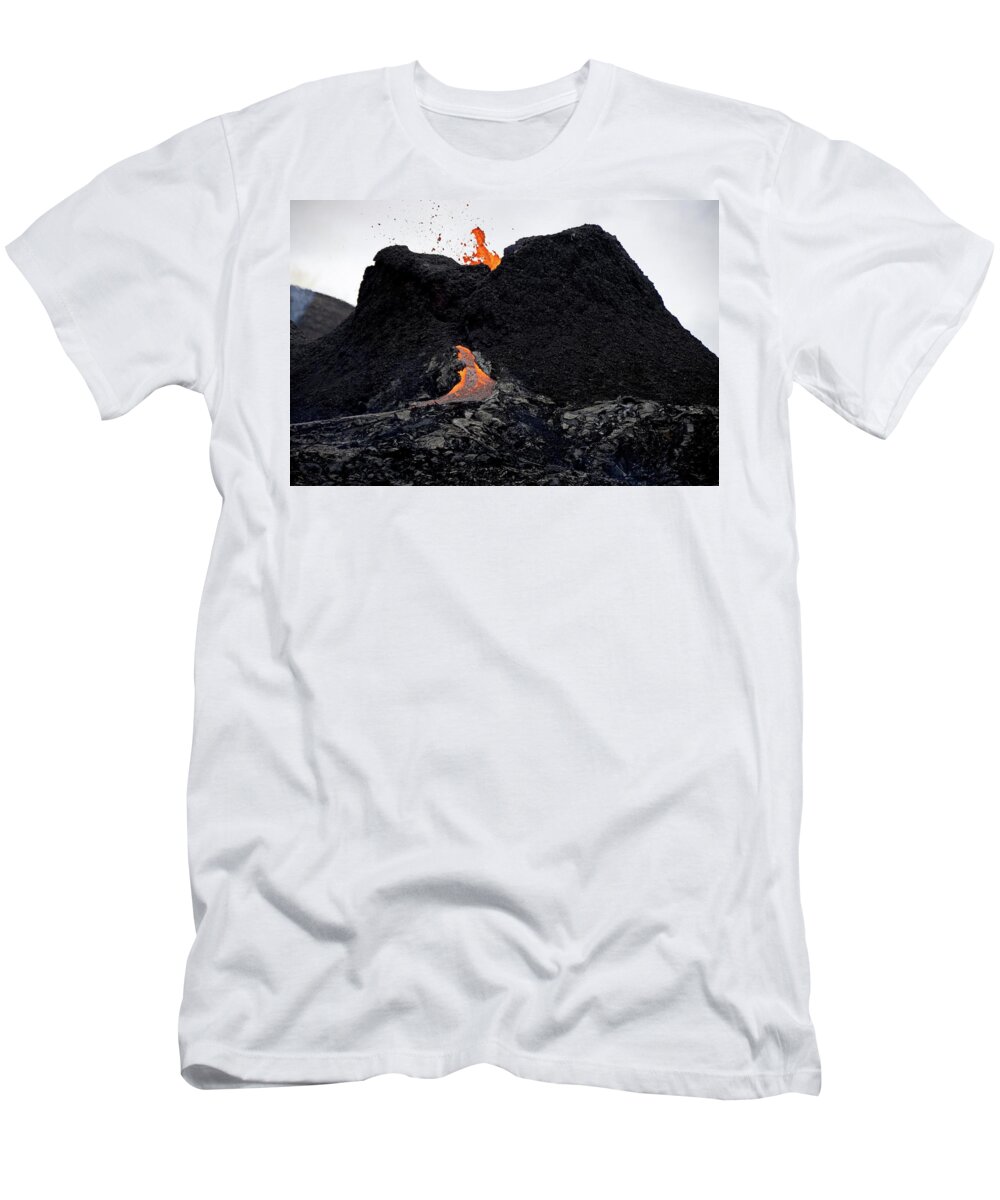 Volcano T-Shirt featuring the photograph The first vent by Christopher Mathews