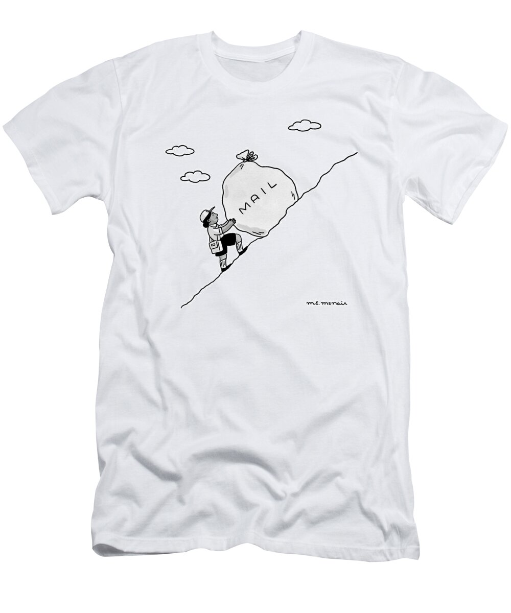 Captionless T-Shirt featuring the drawing The Mail by Elisabeth McNair