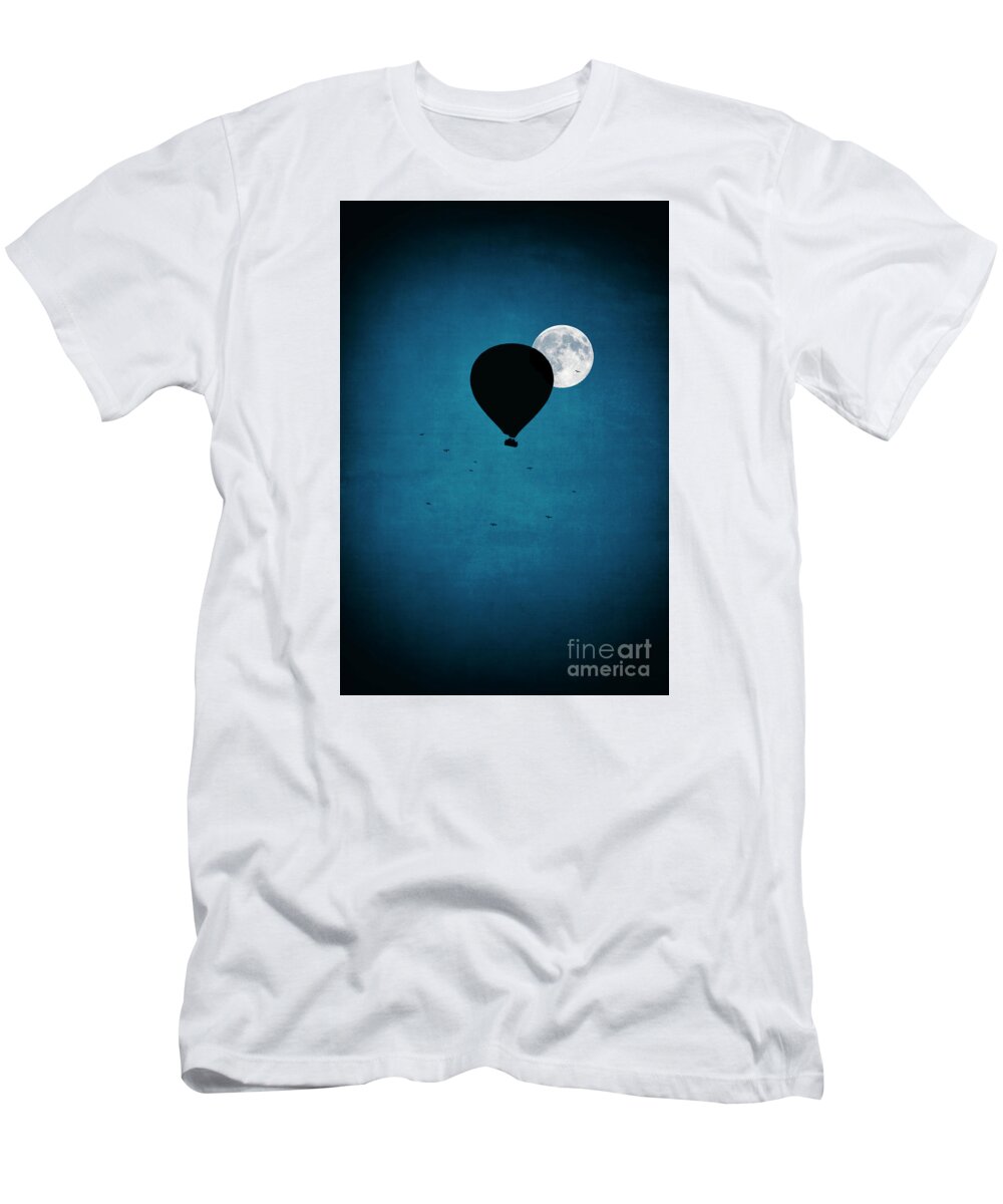 Moon T-Shirt featuring the photograph The Moon and the Balloon by David Lichtneker