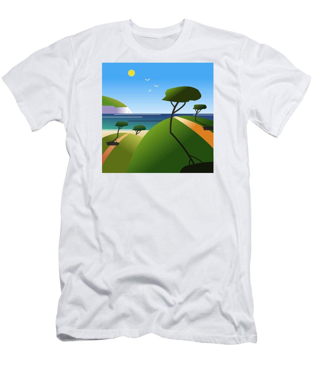 Beach T-Shirt featuring the digital art The path to the beach by Fatline Graphic Art