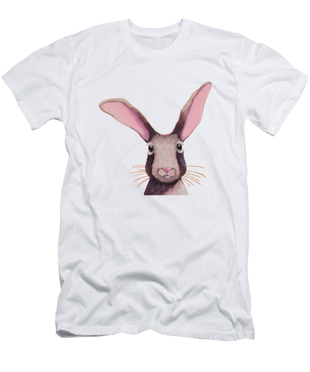 Rabbit T-Shirt featuring the painting The Purple Rabbit by Lucia Stewart