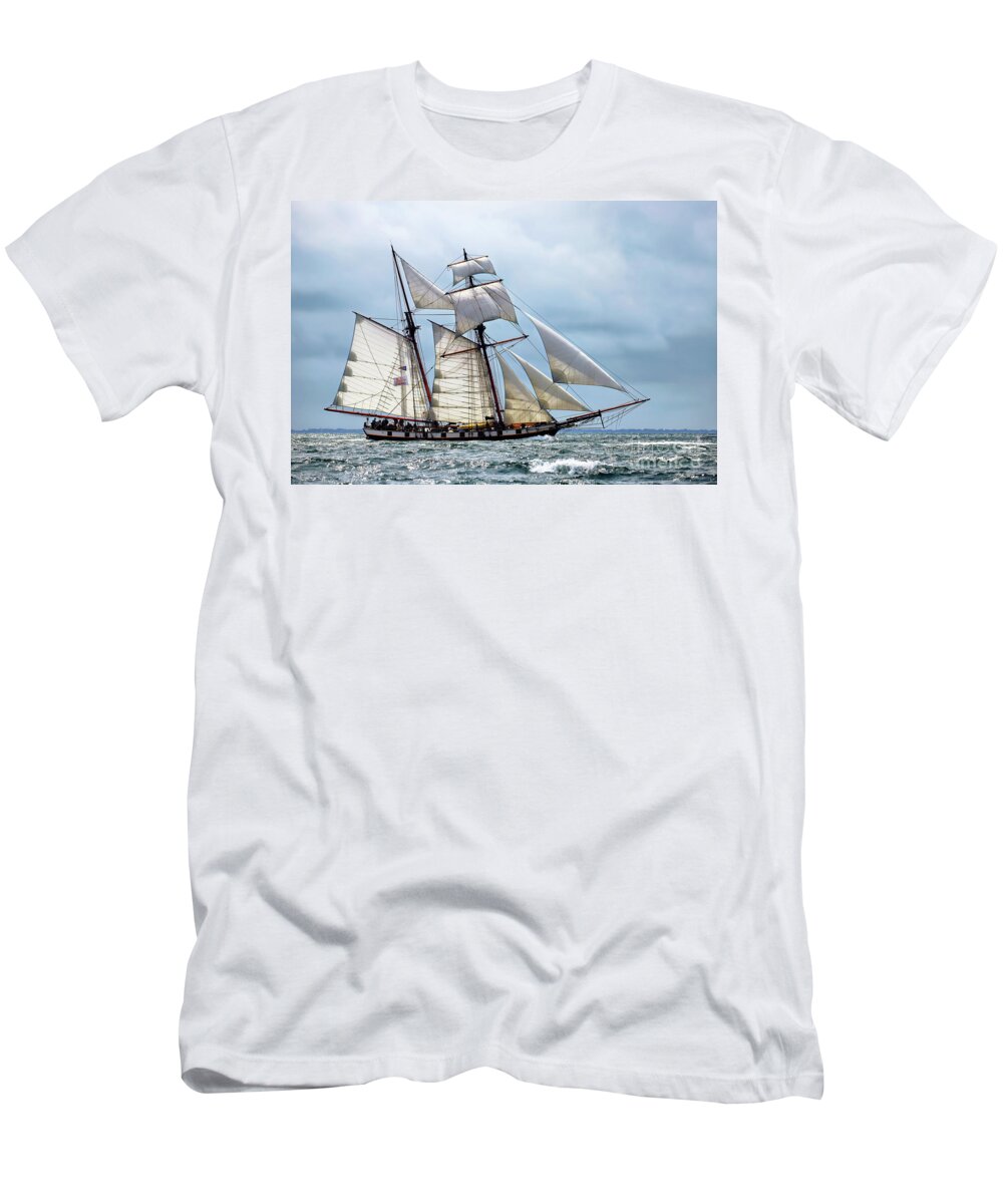 19th T-Shirt featuring the photograph All sails out. by Frederic Bourrigaud