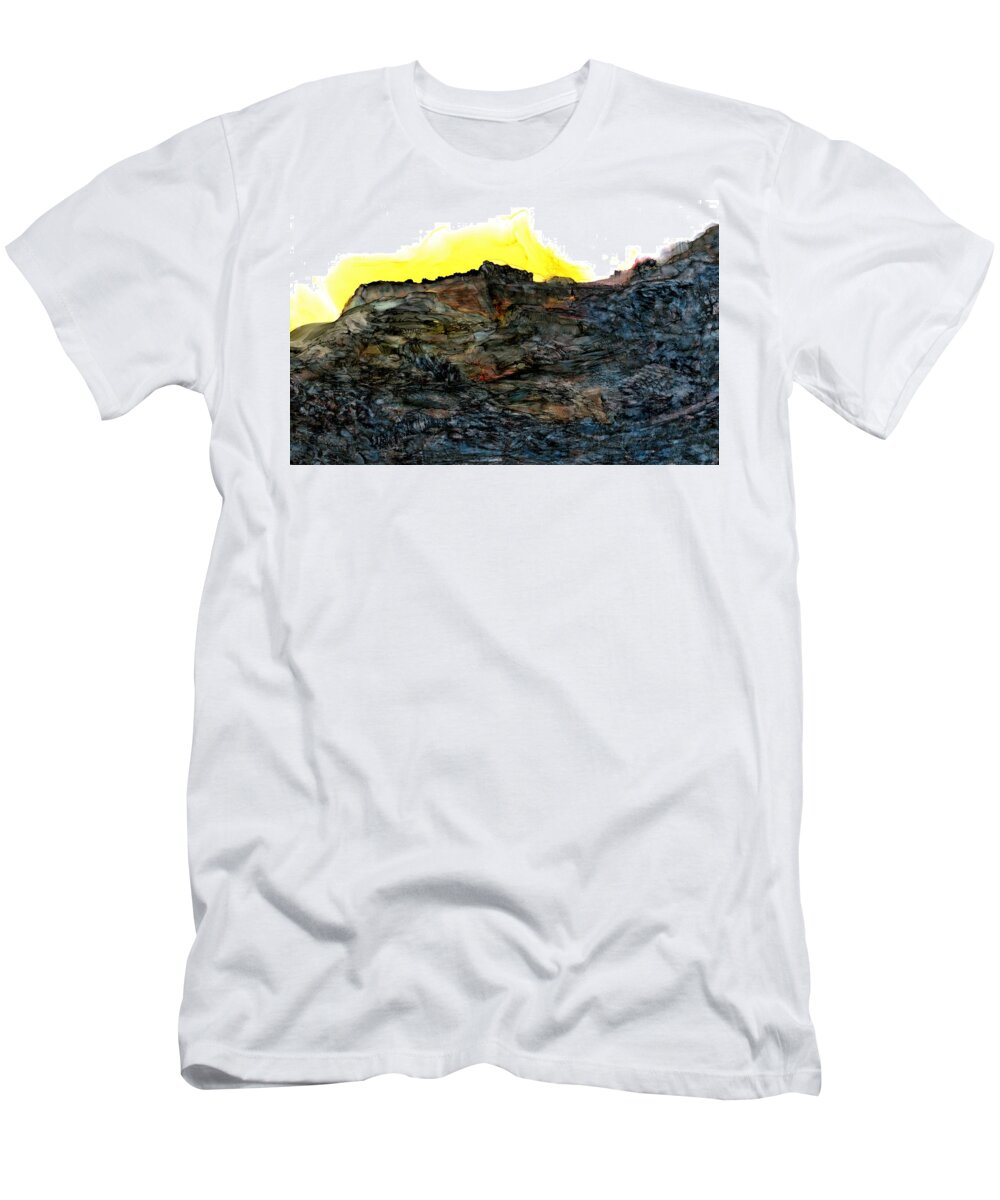 Sunrise T-Shirt featuring the painting The ruins at Rattlesnake Ridge by Angela Marinari