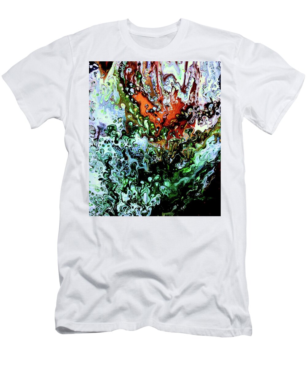 Ocean T-Shirt featuring the painting The Sea Below by Anna Adams