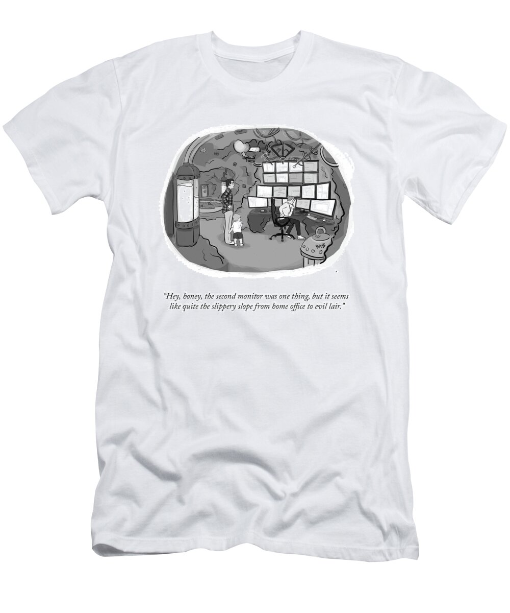 “hey T-Shirt featuring the drawing The Slippery Slope by Brooke Bourgeois