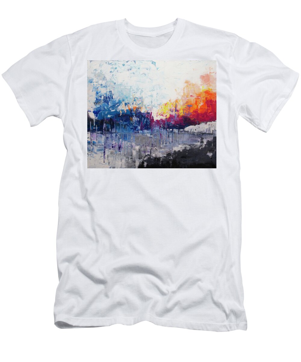 Winter T-Shirt featuring the painting The Symphony of a Winter Morning by Linda Bailey
