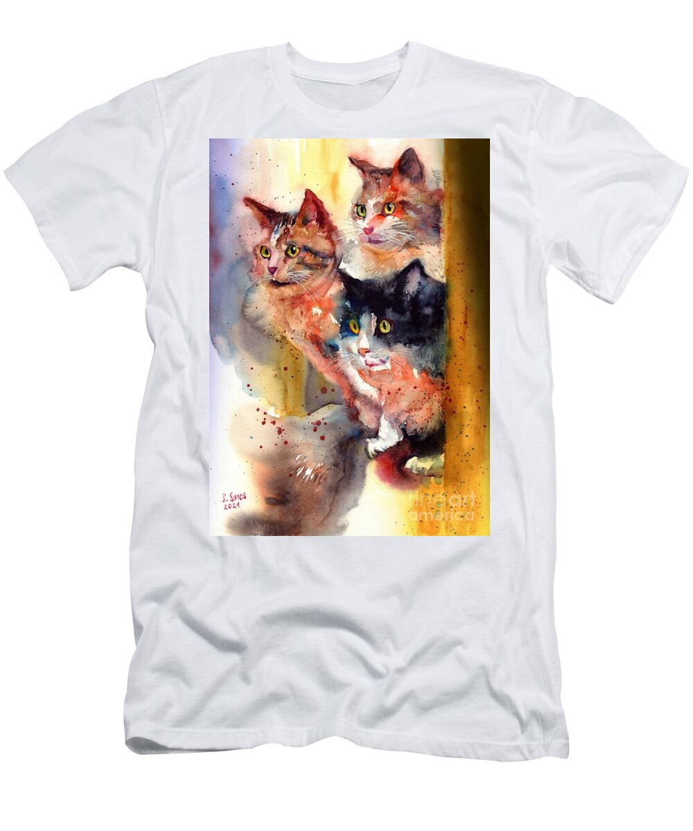 Little T-Shirt featuring the painting The Three Of Us by Suzann Sines