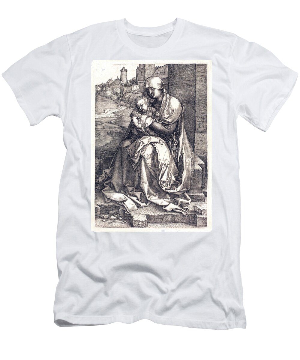 Virgin T-Shirt featuring the drawing The Virgin and Child by Long Shot