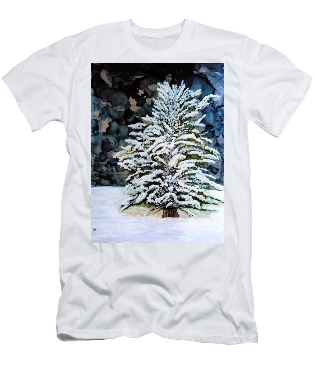 Tree T-Shirt featuring the mixed media The Weight of It All by Angela Marinari
