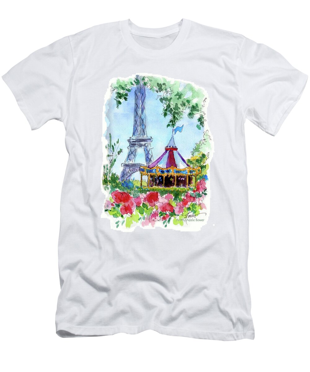 Paris T-Shirt featuring the painting This Must Be Paris by Adele Bower