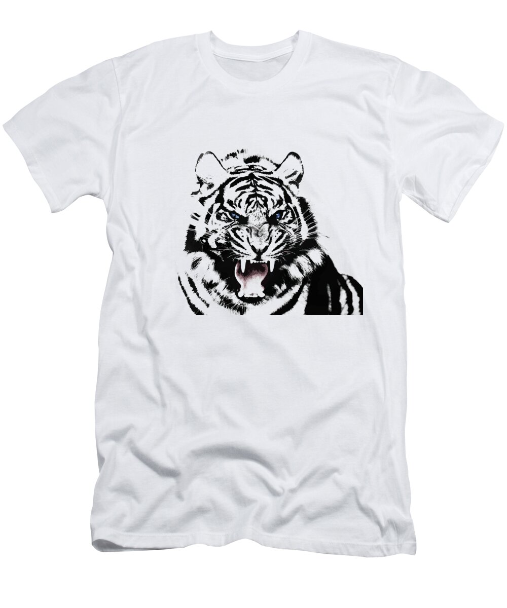 Tiger On White T-Shirt by Mark Rogan - Fine Art America