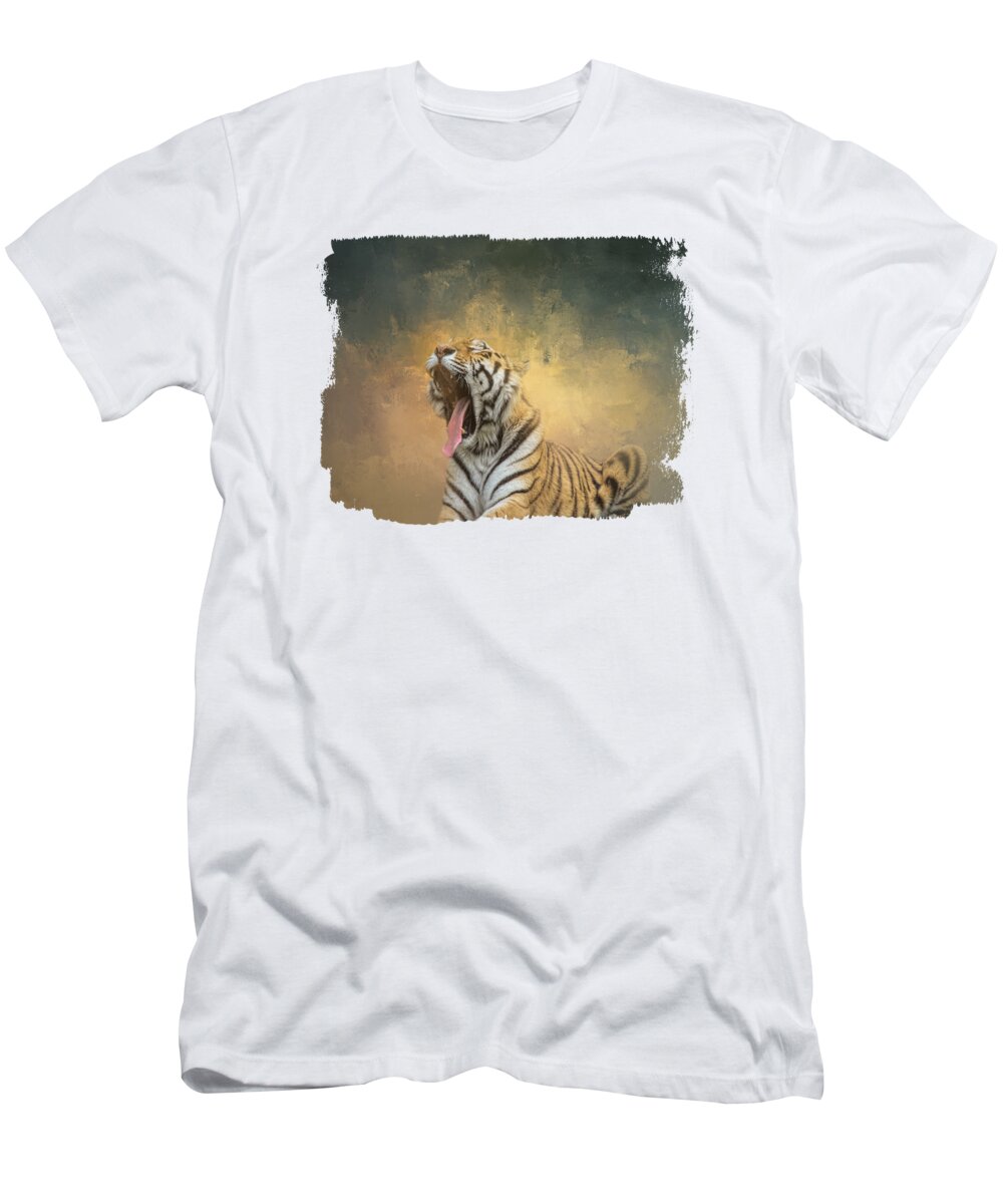 Yawn T-Shirt featuring the mixed media Tiger Yawn 04 by Elisabeth Lucas