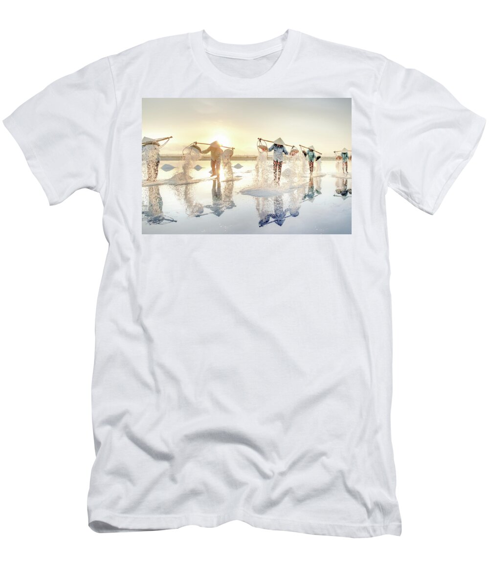 Awesome T-Shirt featuring the photograph Traditional salt craft by Khanh Bui Phu