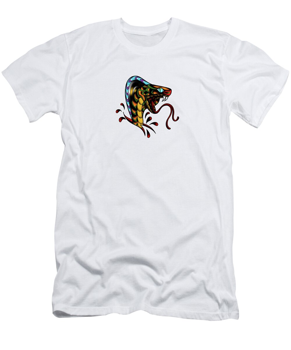 Traditional Tattoo Snake Head T-Shirt by Tim Webster - Pixels