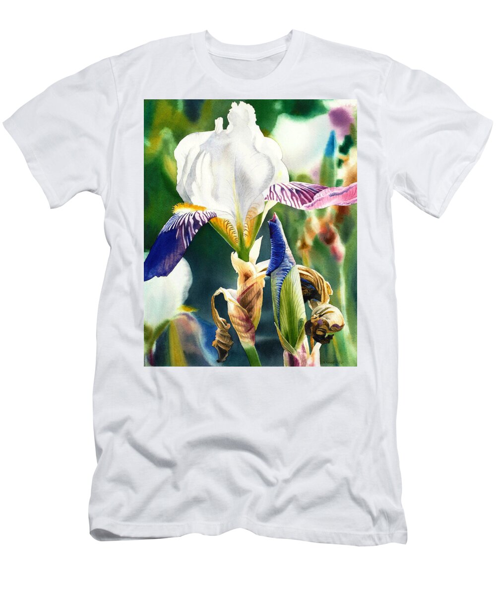 Iris T-Shirt featuring the painting Translucent Iris by Espero Art