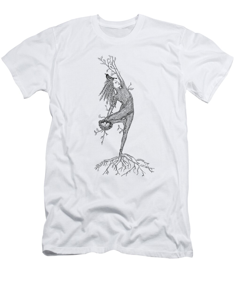 Tree Pose T-Shirt featuring the painting Tree Pose Root Through Your Standing Foot by Jenny Armitage