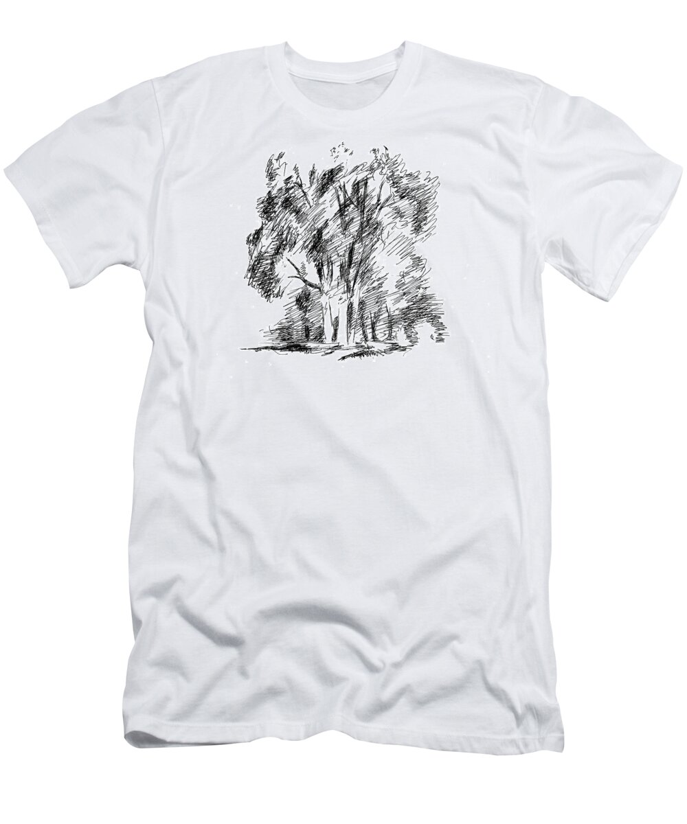 Tree T-Shirt featuring the drawing Tress. Sketch. Pen by Masha Batkova