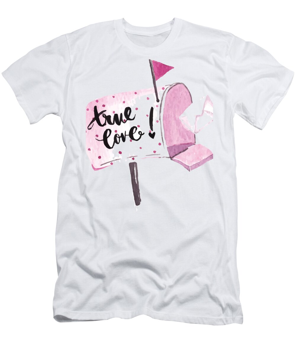 Valentines Day T-Shirt featuring the digital art True Love Valentines Day Letter by Jacob Zelazny