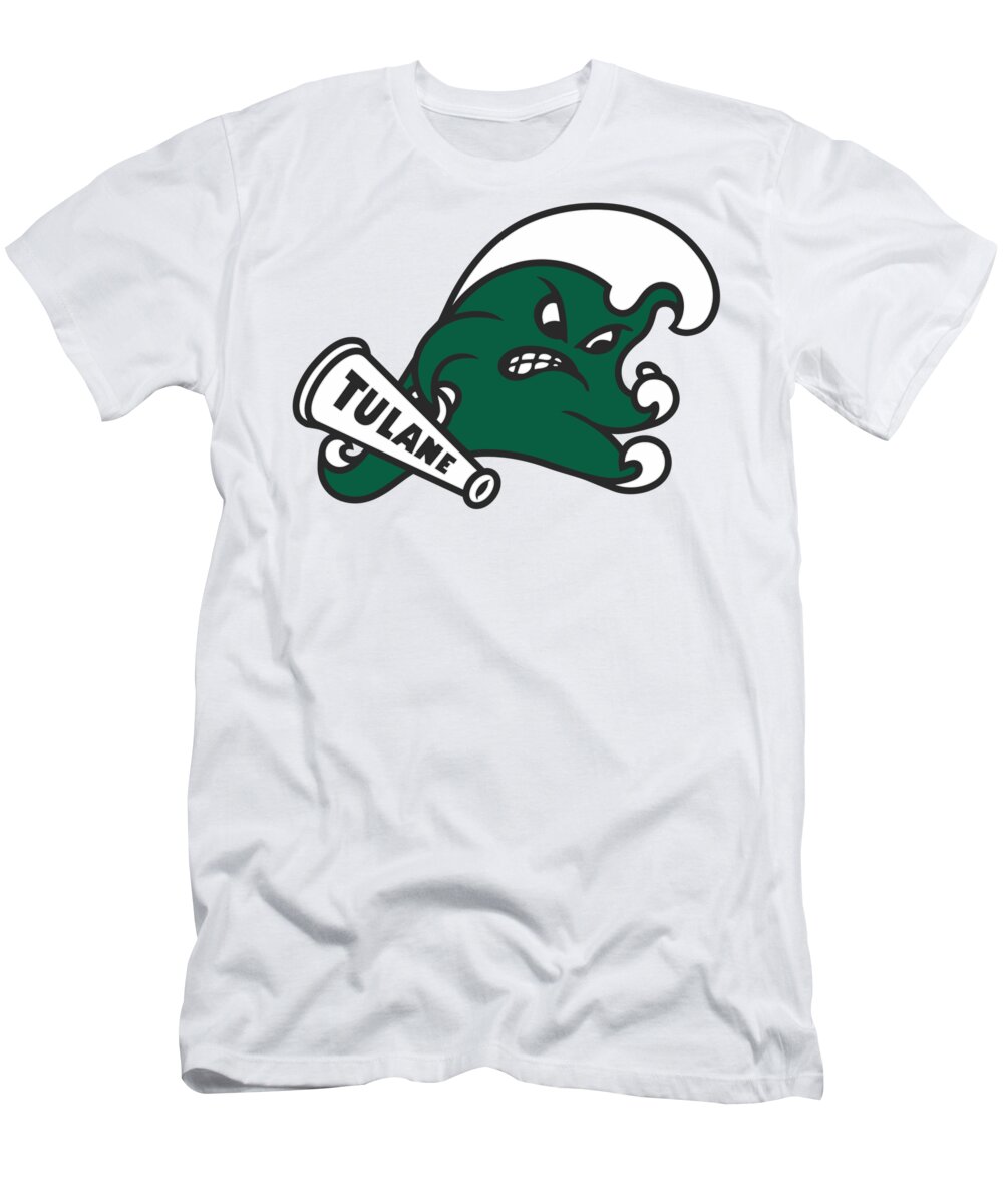 Tulane T-Shirt featuring the drawing Tulane Green Wave by Christopher Long