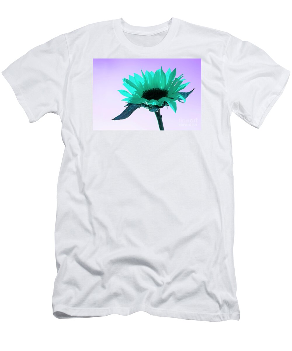 Floral T-Shirt featuring the photograph Turquoise Sunflower ART by Renee Spade Photography