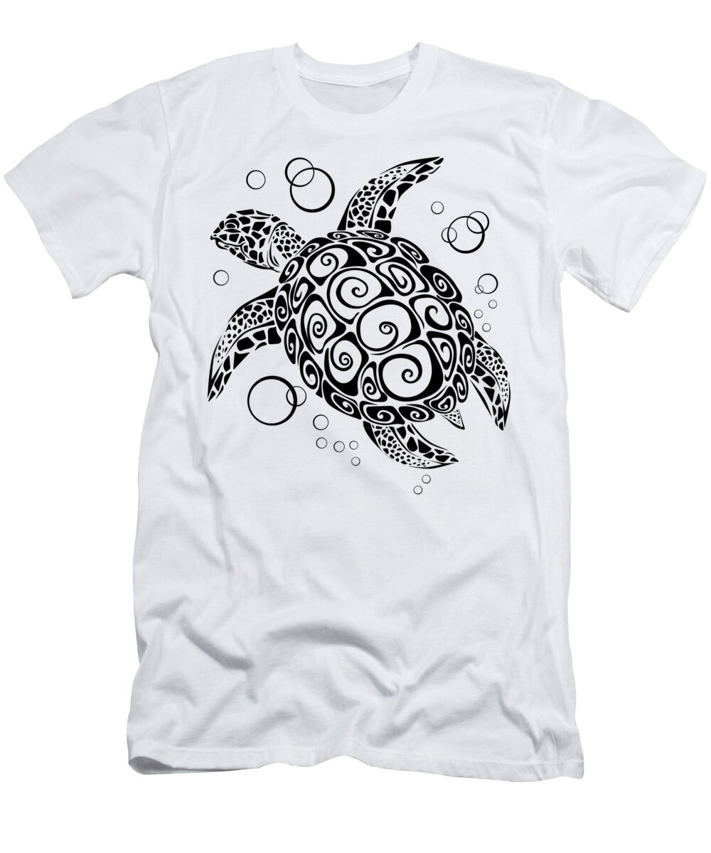 Turtle T-Shirt featuring the drawing Turtle Hoodie, Save the Turtles, Sea Turtle Shirt, Love Turtle Shirt, Skip a Straw Save a Turtle by Mounir Khalfouf