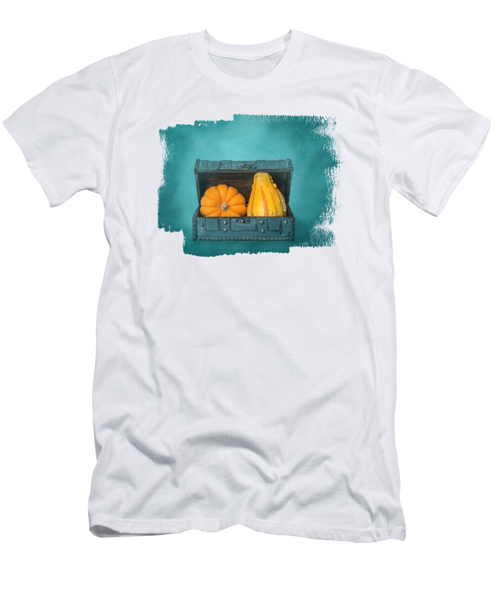 Pumpkin T-Shirt featuring the photograph Two Harvest Pumpkins One by Elisabeth Lucas