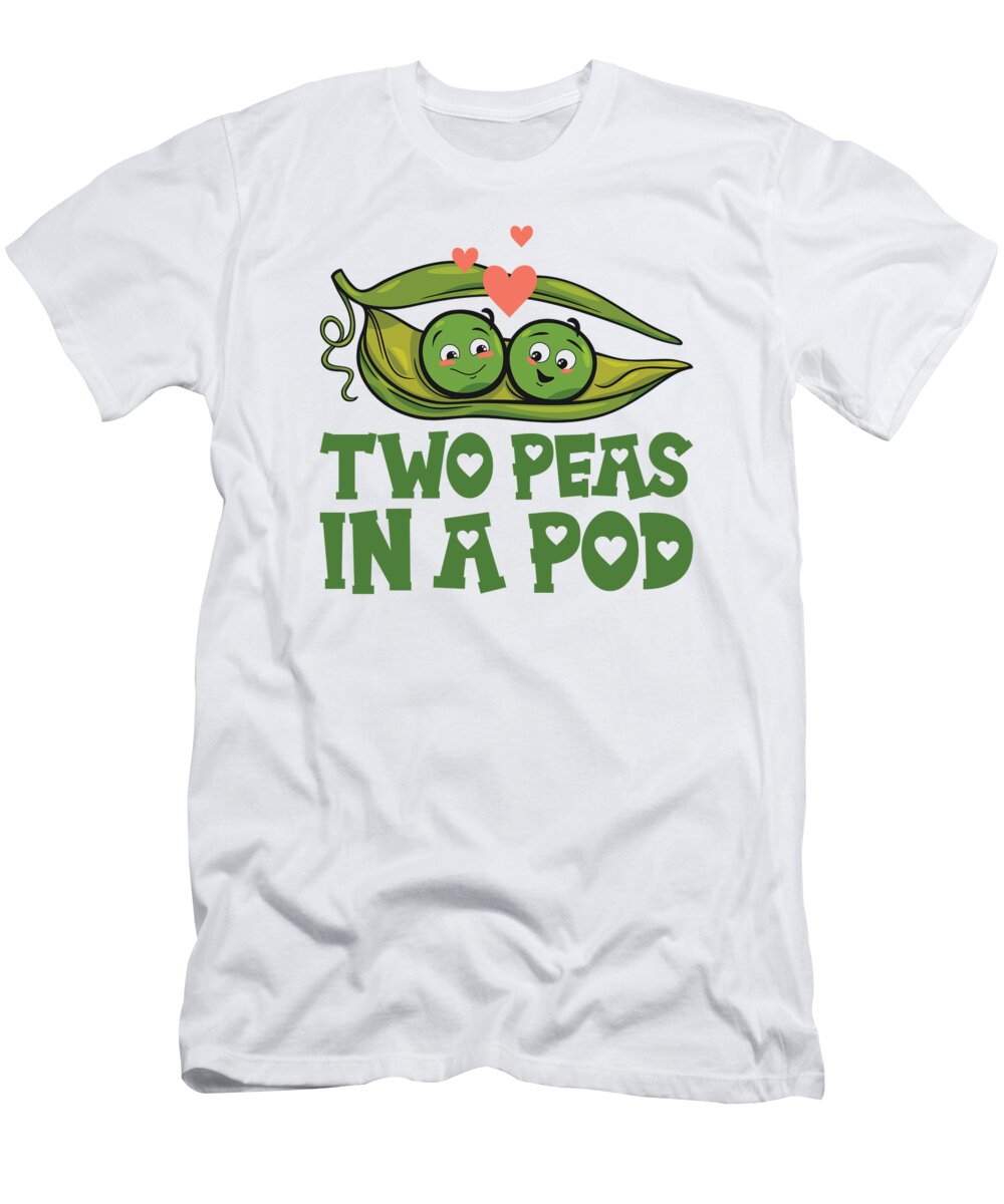 Peas T-Shirt featuring the digital art Two Peas in a Pod Valentines Day In Love by Toms Tee Store