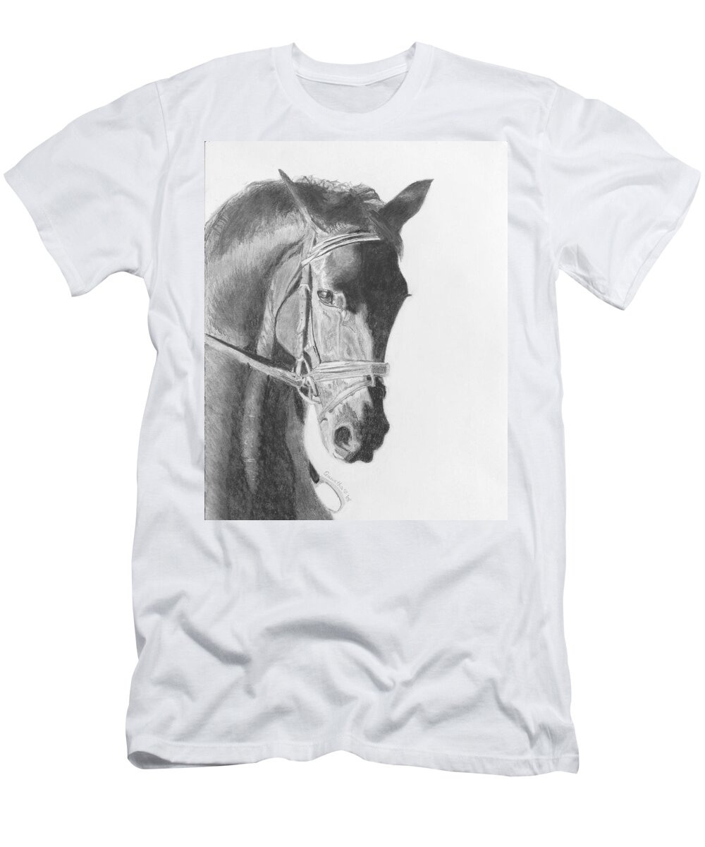 Horse T-Shirt featuring the drawing Tyberius by Quwatha Valentine