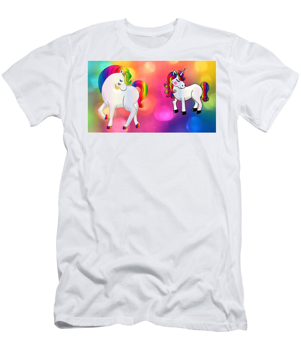 Unicorns T-Shirt featuring the digital art Unicorns by Nancy Ayanna Wyatt