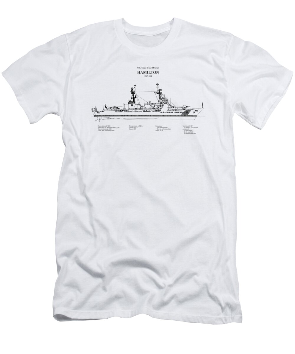 Hamilton T-Shirt featuring the digital art Hamilton whec-715 United States Coast Guard Cutter - BD by SP JE Art
