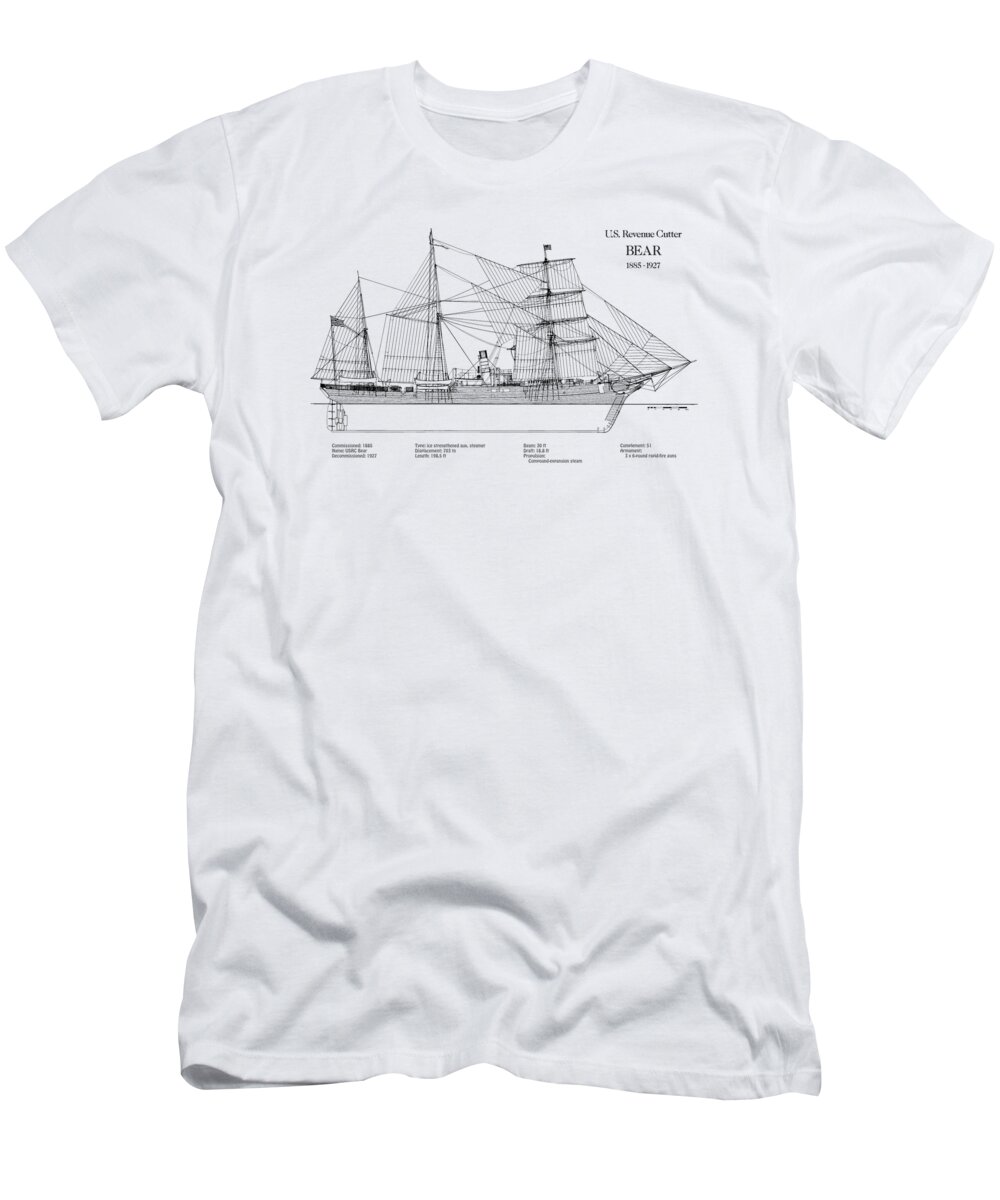 Bear T-Shirt featuring the digital art USRC Bear United States Coast Guard Revenue Cutter - BD by SP JE Art