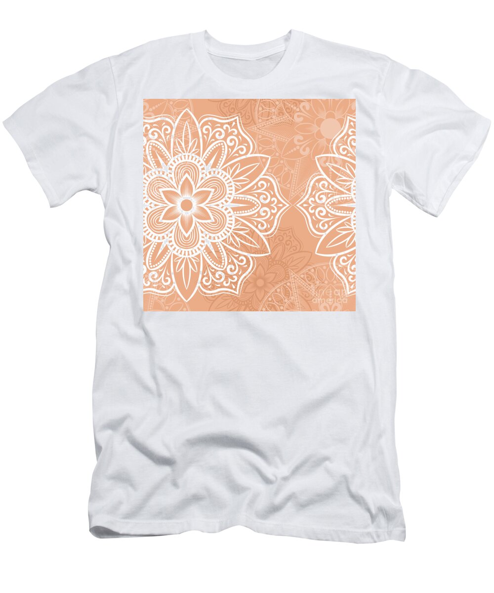 Colorful T-Shirt featuring the digital art Valaria - Artistic White Mandala Pattern by Sambel Pedes