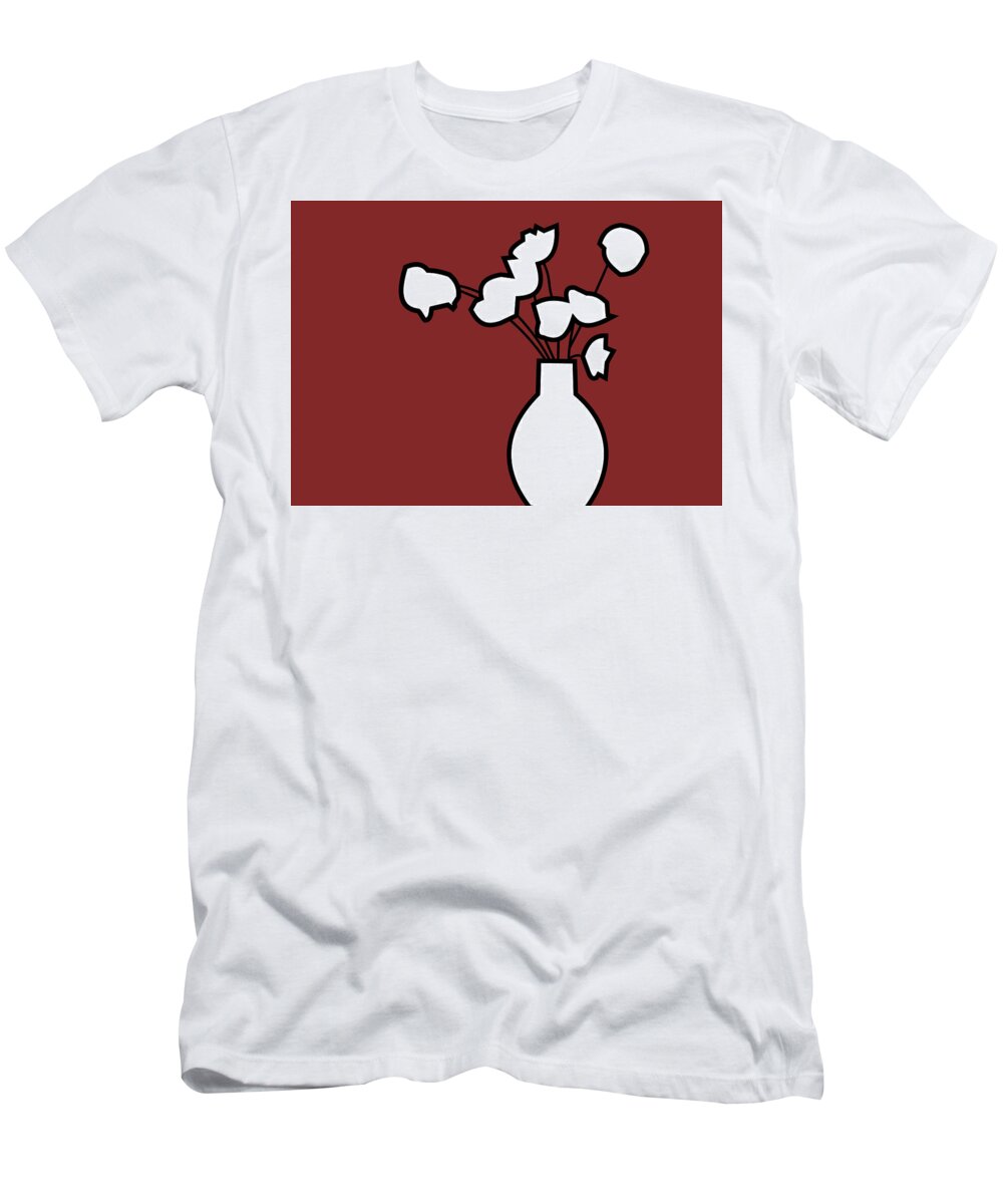 Poppy T-Shirt featuring the digital art Vase of poppies by Fatline Graphic Art