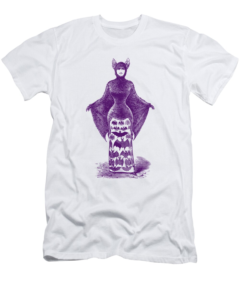 Halloween T-Shirt featuring the digital art Victorian Lady with bat costume by Madame Memento