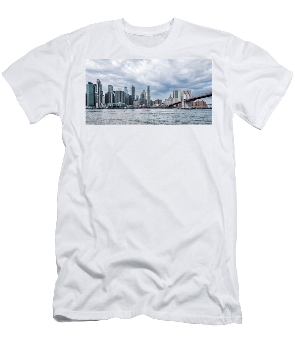 New York T-Shirt featuring the photograph View From Brooklyn, Soft Color Version by Marcy Wielfaert