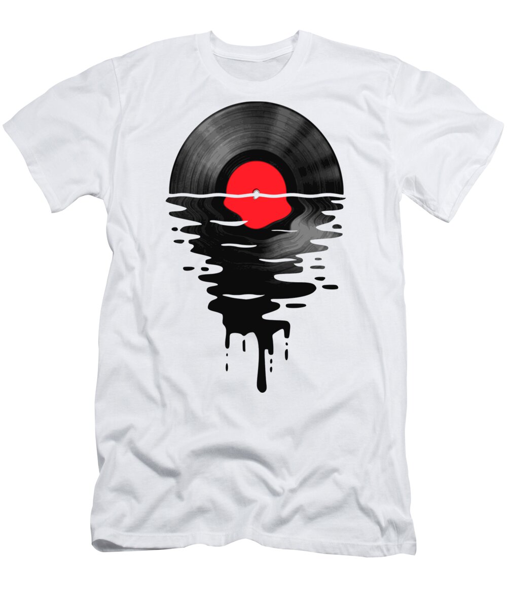 Vinyl T-Shirt featuring the digital art Vinyl LP Record Sunset Red by Filip Schpindel