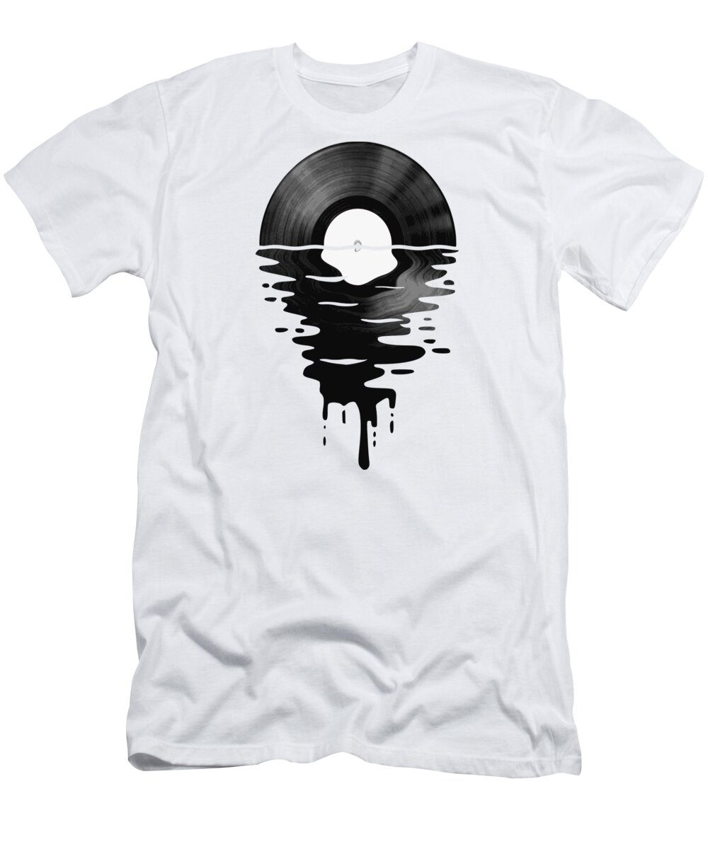 Vinyl T-Shirt featuring the digital art Vinyl LP Record Sunset white by Filip Schpindel