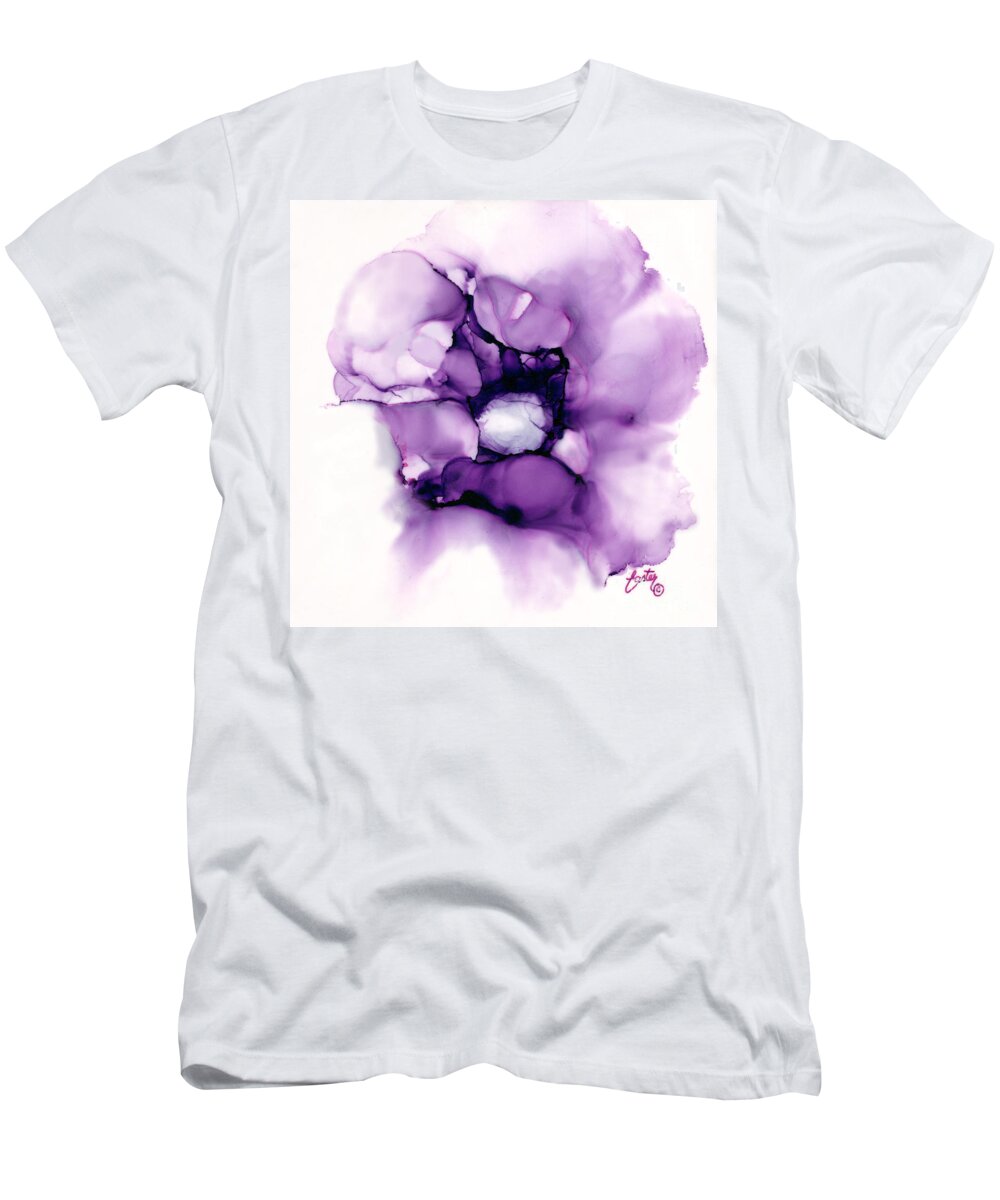Violet Rose T-Shirt featuring the painting Violet Rose by Daniela Easter