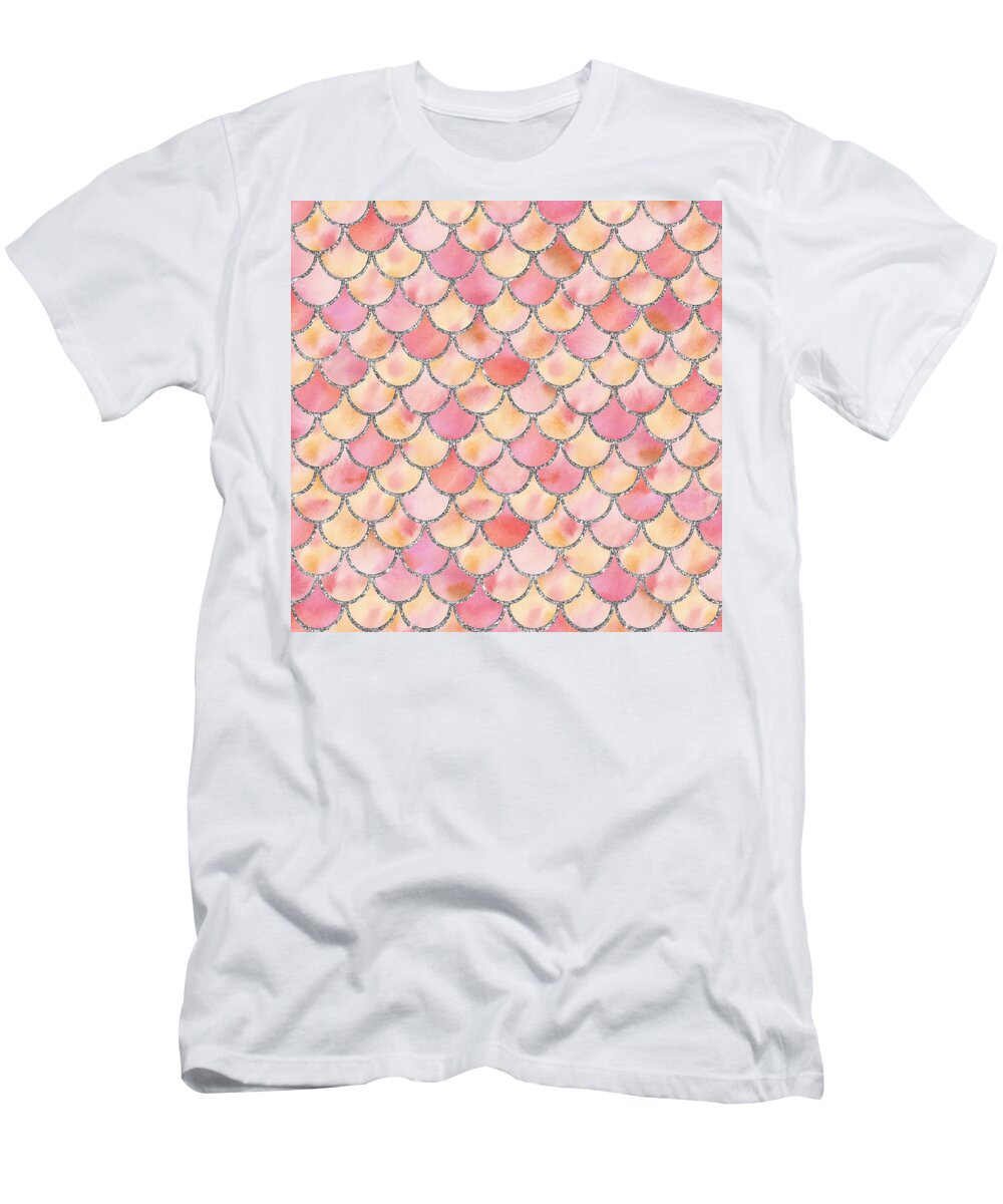Mermaid T-Shirt featuring the digital art Washed Pink Mermaid Scales by Sambel Pedes