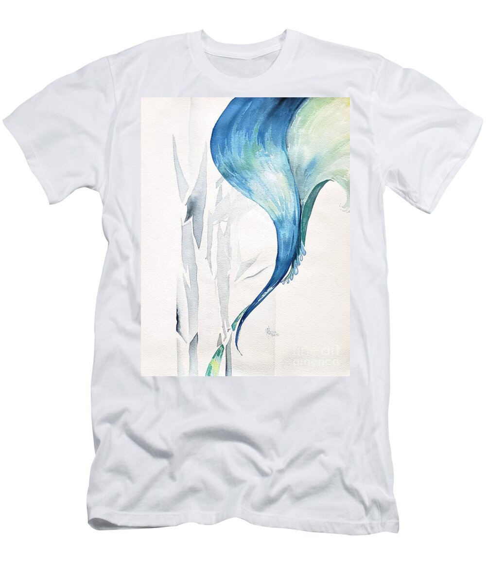 Tsunami T-Shirt featuring the painting Water Worry by Merana Cadorette