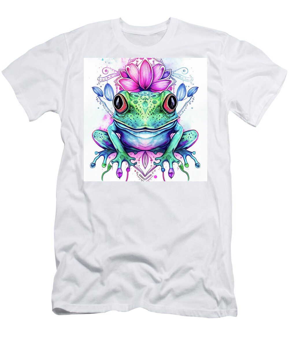 Frog T-Shirt featuring the digital art Watercolor Animal 17 Cute Frog by Matthias Hauser