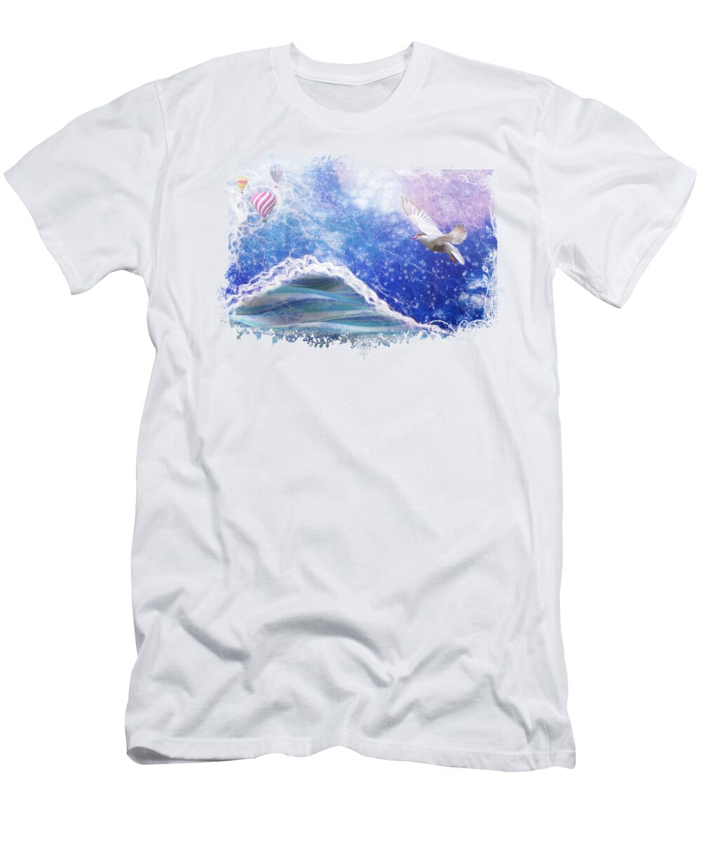 Waves T-Shirt featuring the mixed media Waves of the Sea by Elisabeth Lucas