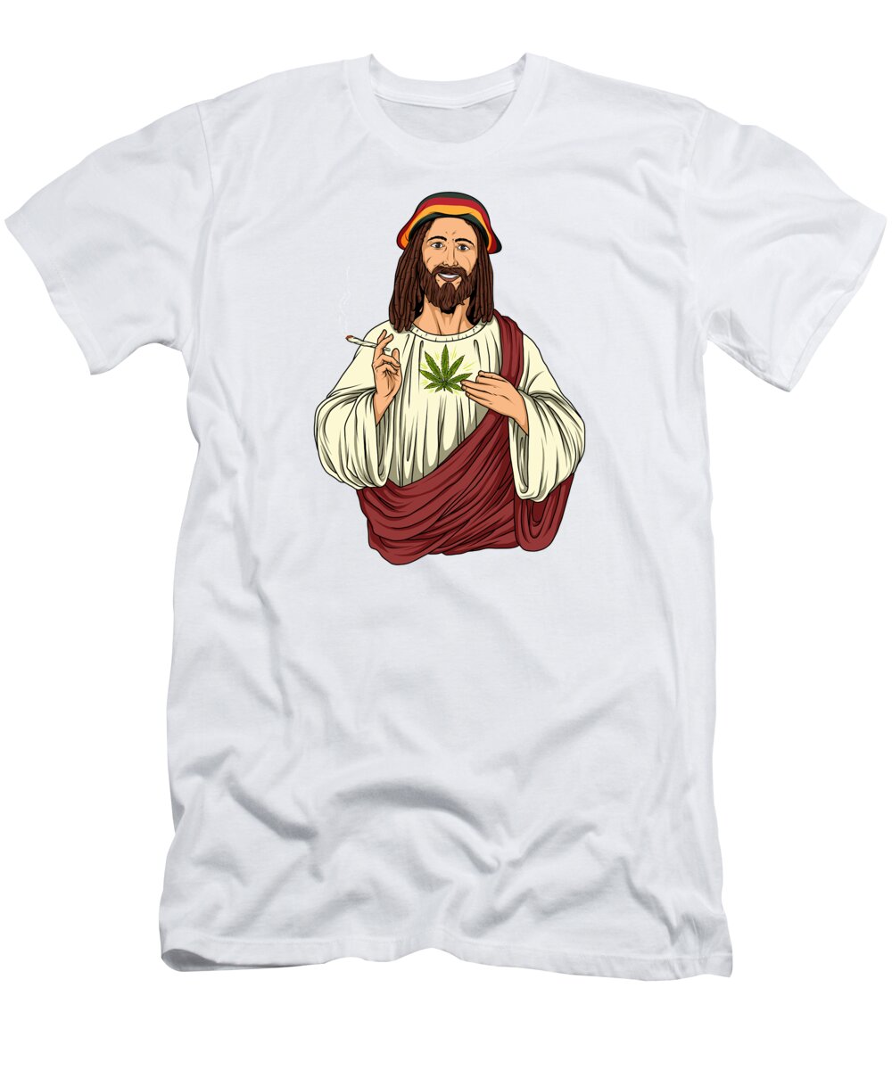 Weed Smoking Jesus Christ Cannabis THC T-Shirt by Mister -