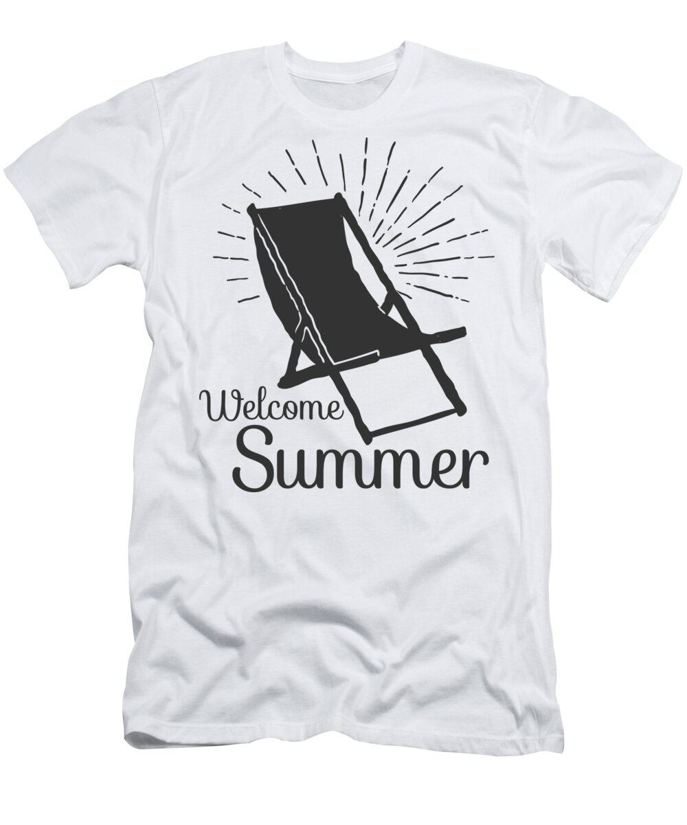 Beach T-Shirt featuring the digital art Welcome Summer Beach Chair by Jacob Zelazny
