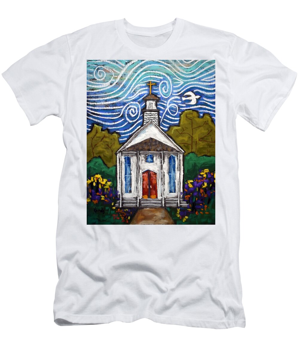 Welcome T-Shirt featuring the painting Welcome To Gods House by David Hinds