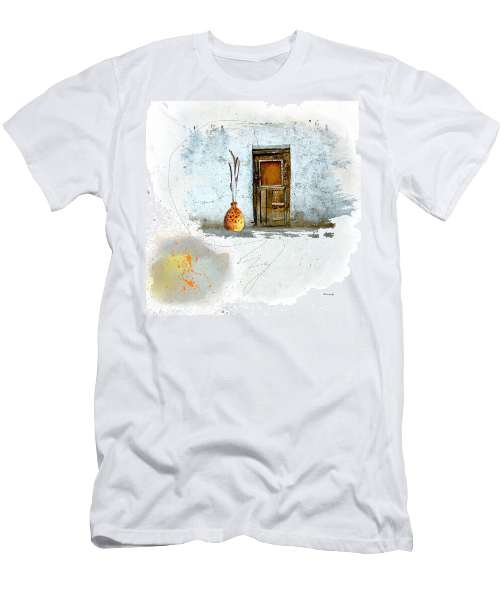 Old T-Shirt featuring the mixed media What Lies Behind this Locked Door? by Moira Law