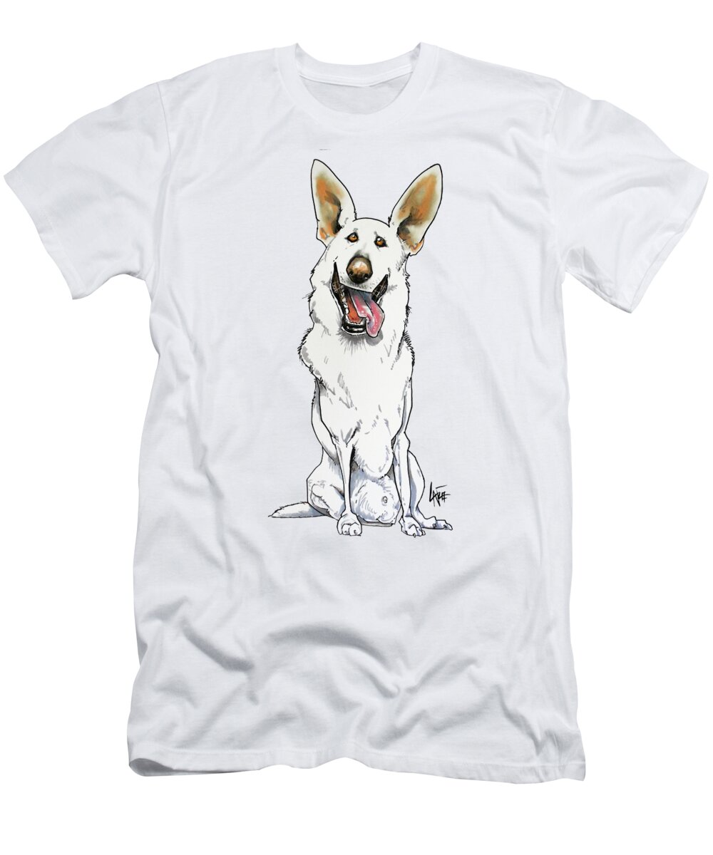 Dog T-Shirt featuring the drawing White German Shepherd by Canine Caricatures By John LaFree