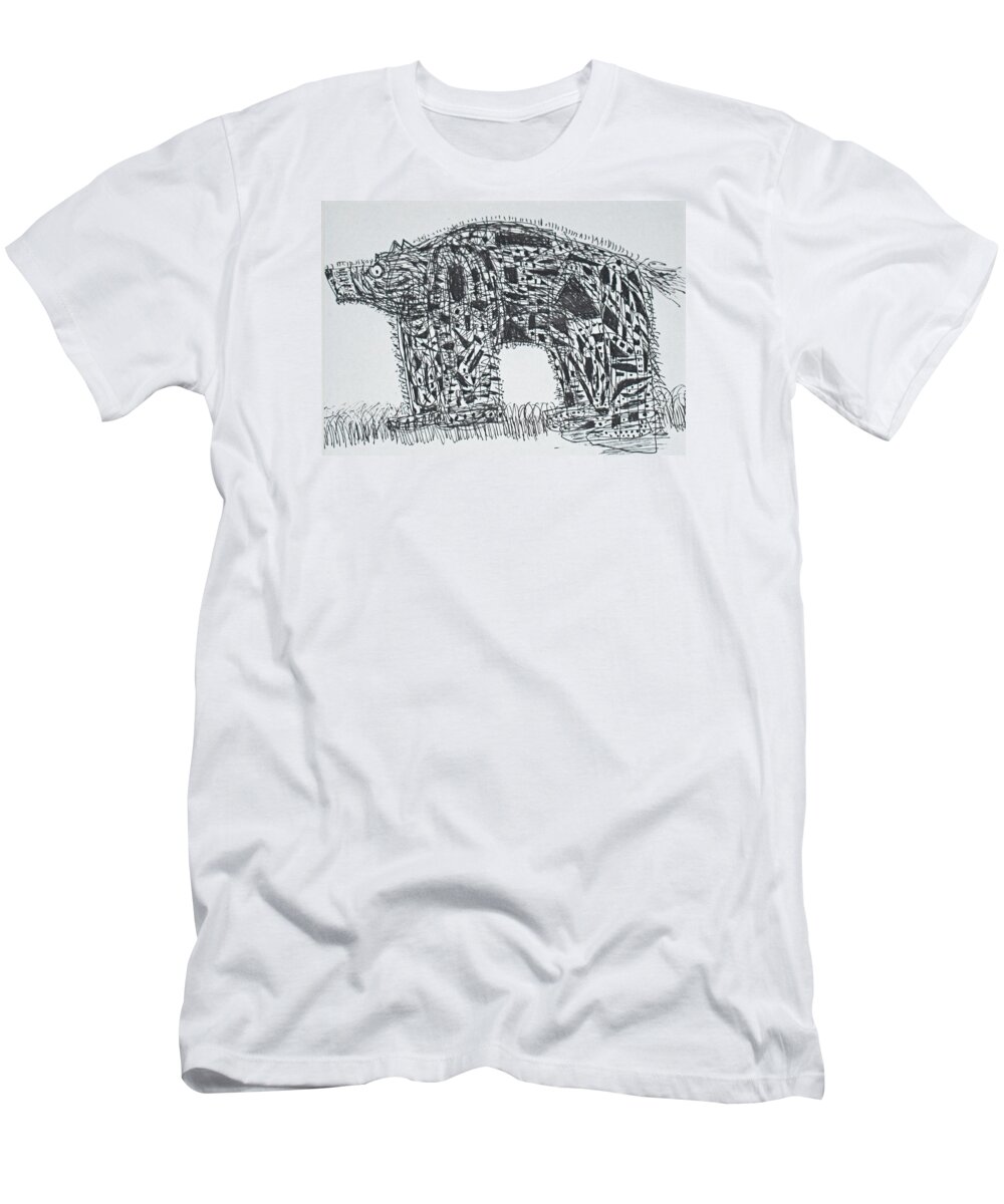  T-Shirt featuring the drawing Wide-Eyed Bear by Pam O'Mara