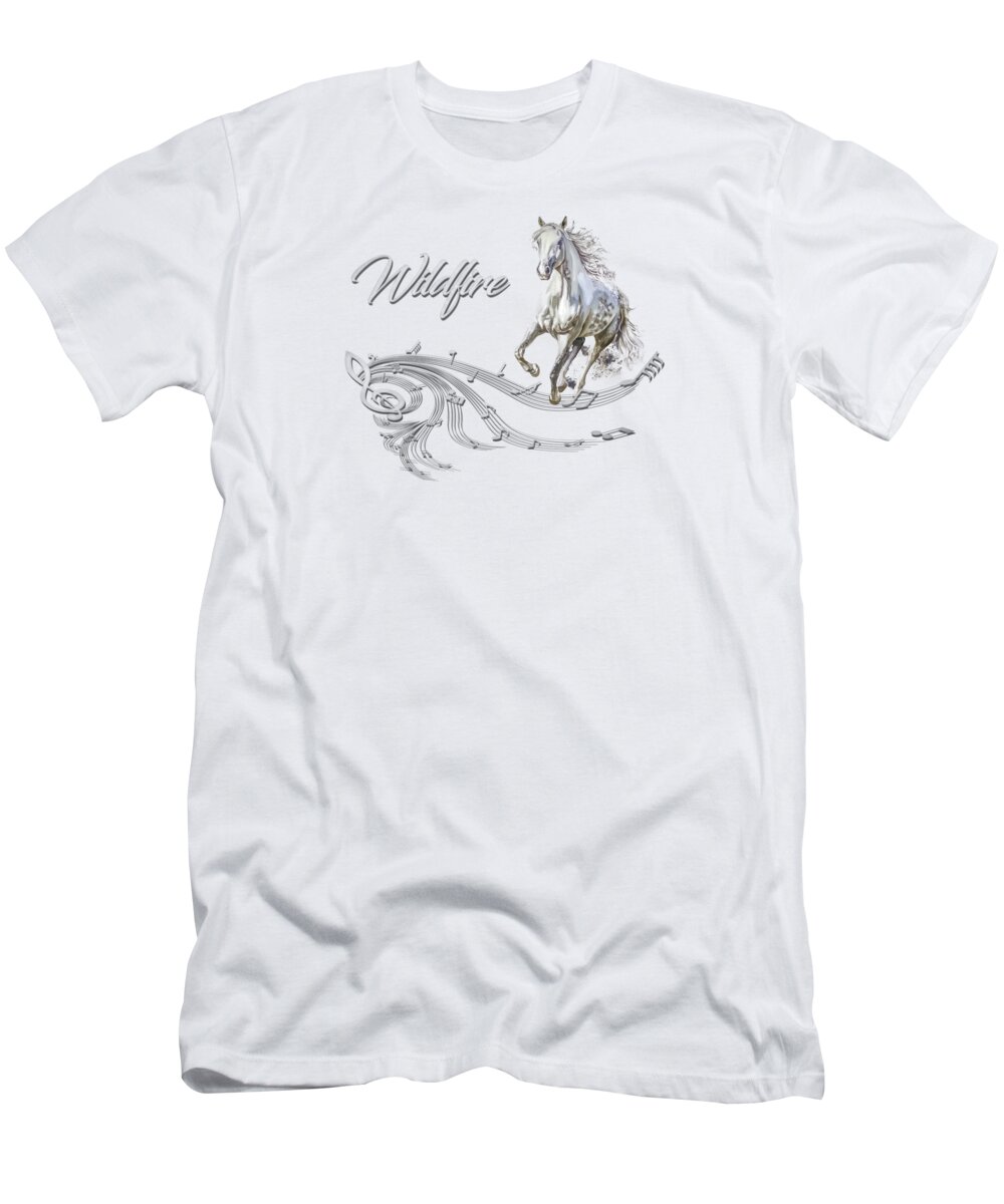 Horse T-Shirt featuring the mixed media Wildfire Dream Horse Art 1 by Walter Herrit