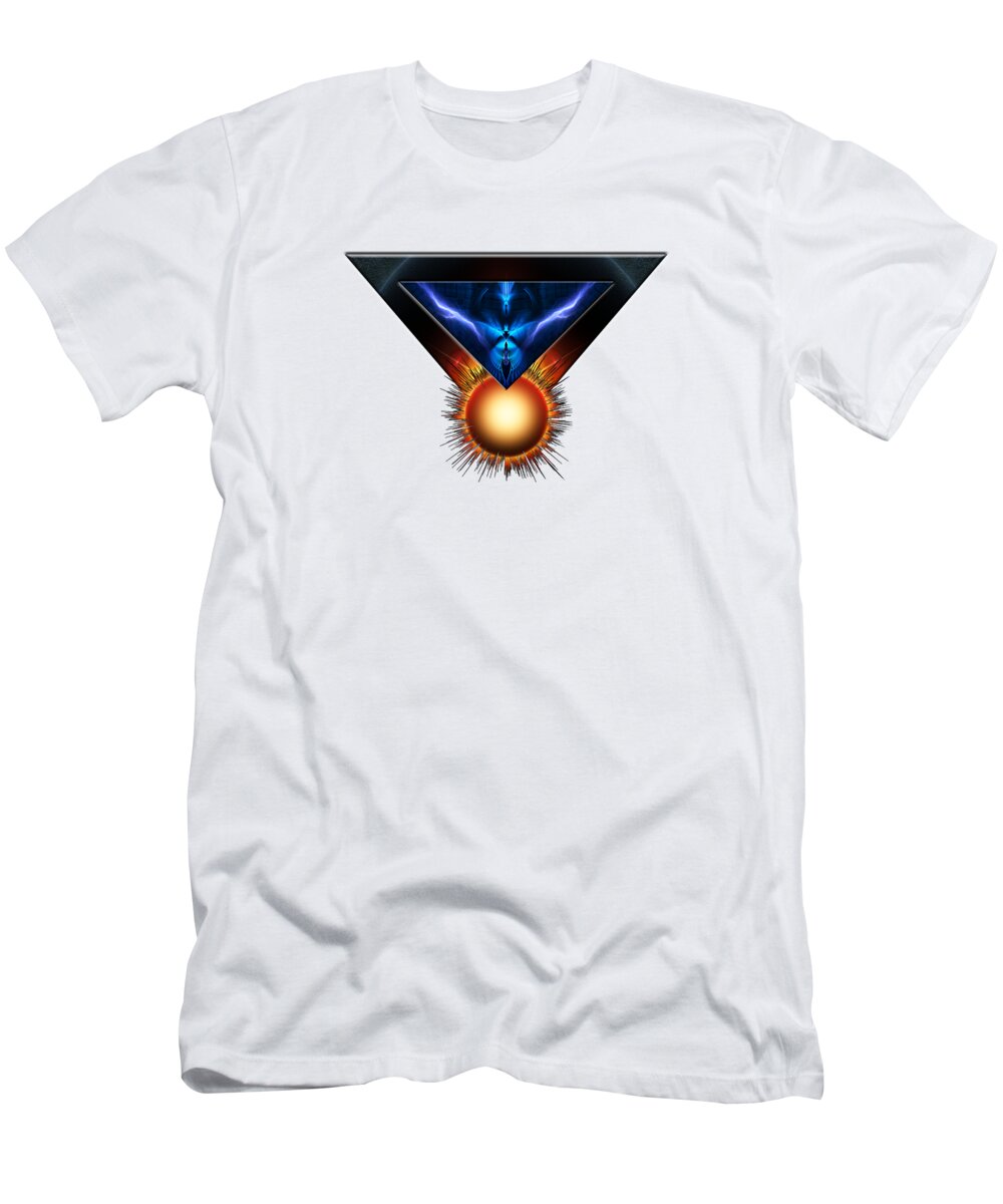 Fire T-Shirt featuring the digital art Wings Of Lightning Fractal Art Emblem by Rolando Burbon